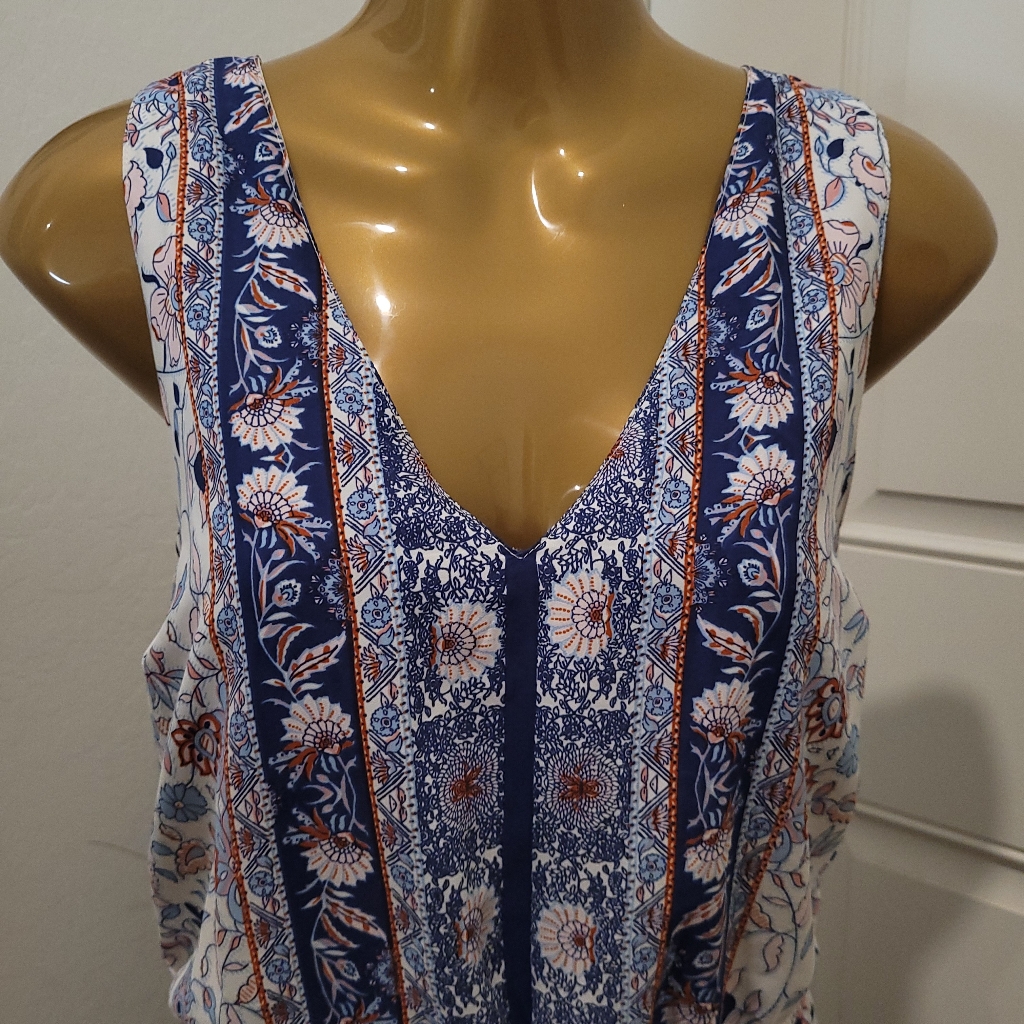 Tuchuzy Blue And White Floral Maxi Dress Long Pockets Xl — image 3 of 6
